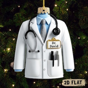 2D Flat Custom Doctor White Coat Acrylic Ornament, Medical Christmas Decor, Gift for Doctor, Nurse, or Medical Student Holiday Keepsake Gift