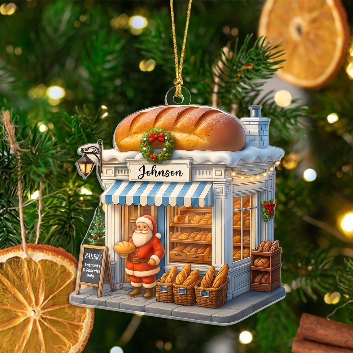 Santa Bread Bakery Acrylic Ornament, Christmas Decor for Tree ...