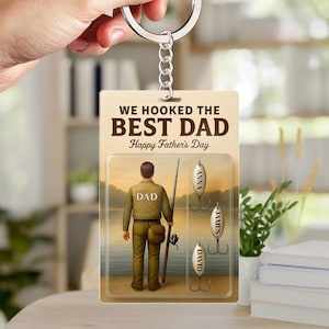 Benutzerdefinierte Angeln Vater - Wir haben die beste Papa Actionfigur Karte Acryl Schlüsselbund, kundenspezifische Papas Haken Figur Action Acryl Schlüsselbund eingehakt