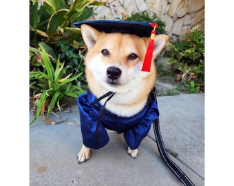 Customizable Dog Graduation Gown with Cap, Graduation Gown for Large Dogs and Cats, Graduation Costume School Uniform Pets Clothes