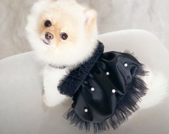 Robe de mariée taille personnalisable pour chien, Robe caraco noire en tulle pour grands chiens et chats, Costume de princesse pour animaux de compagnie, tenue d'anniversaire, vêtements d'été pour animaux de compagnie