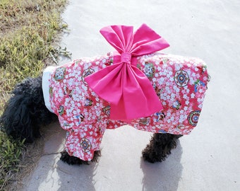 Japanese Kimono for Dogs, Pink Floral Kimono for Large Dogs and Cats, Japan Cherry Blossom Festival Costume Pet Yukata, Custom Pet Clothes