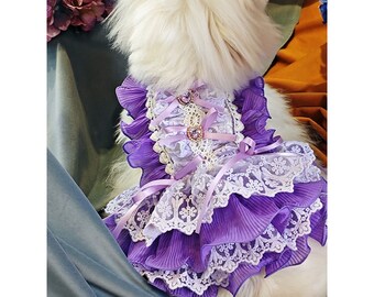Customizable Size Dog Wedding Dress, Lilac Tulle Fancy Dress for Large Dogs and Cats, Puppy Birthday Princess Costume, Custom Pets Clothes