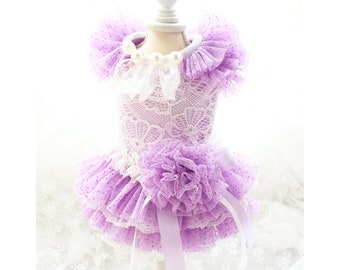 Customizable Size Wedding Dog Dress, Summer Lilac Breathable Tutu Dress for Dogs and Cats,Birthday Party Outfit Princess Costume Pet Clothes