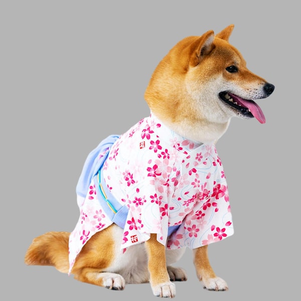 Japanese Kimono for Dogs, Pink Floral Kimono for Large Dogs and Cats, Japan Cherry Blossom Festival Costume Pet Yukata, Custom Pet Clothes