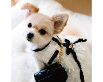 Anpassbares weißes Tweed-Hundekleid, Vintage Prinzessinnenkostüm-Tutu-Kleid für große Hunde und Katzen, Hündchen-Geburtstags-Outfit-Haustier-Kleidung