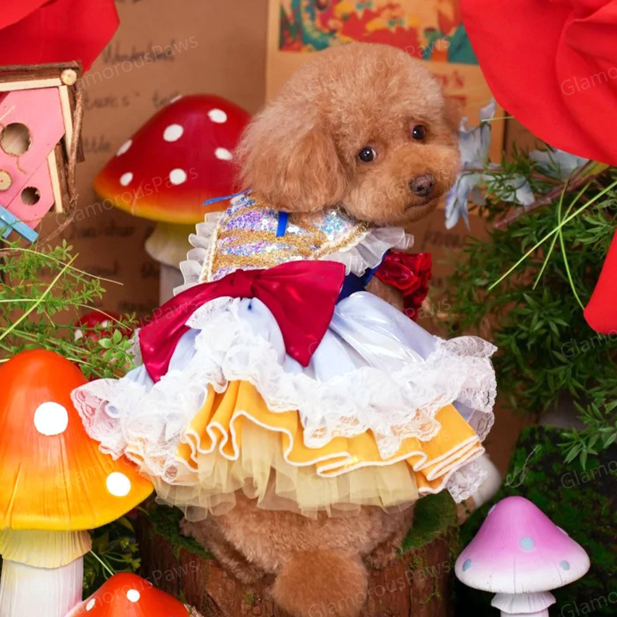 白雪姫をモチーフにしたハロウィン犬用プリンセスコスチューム