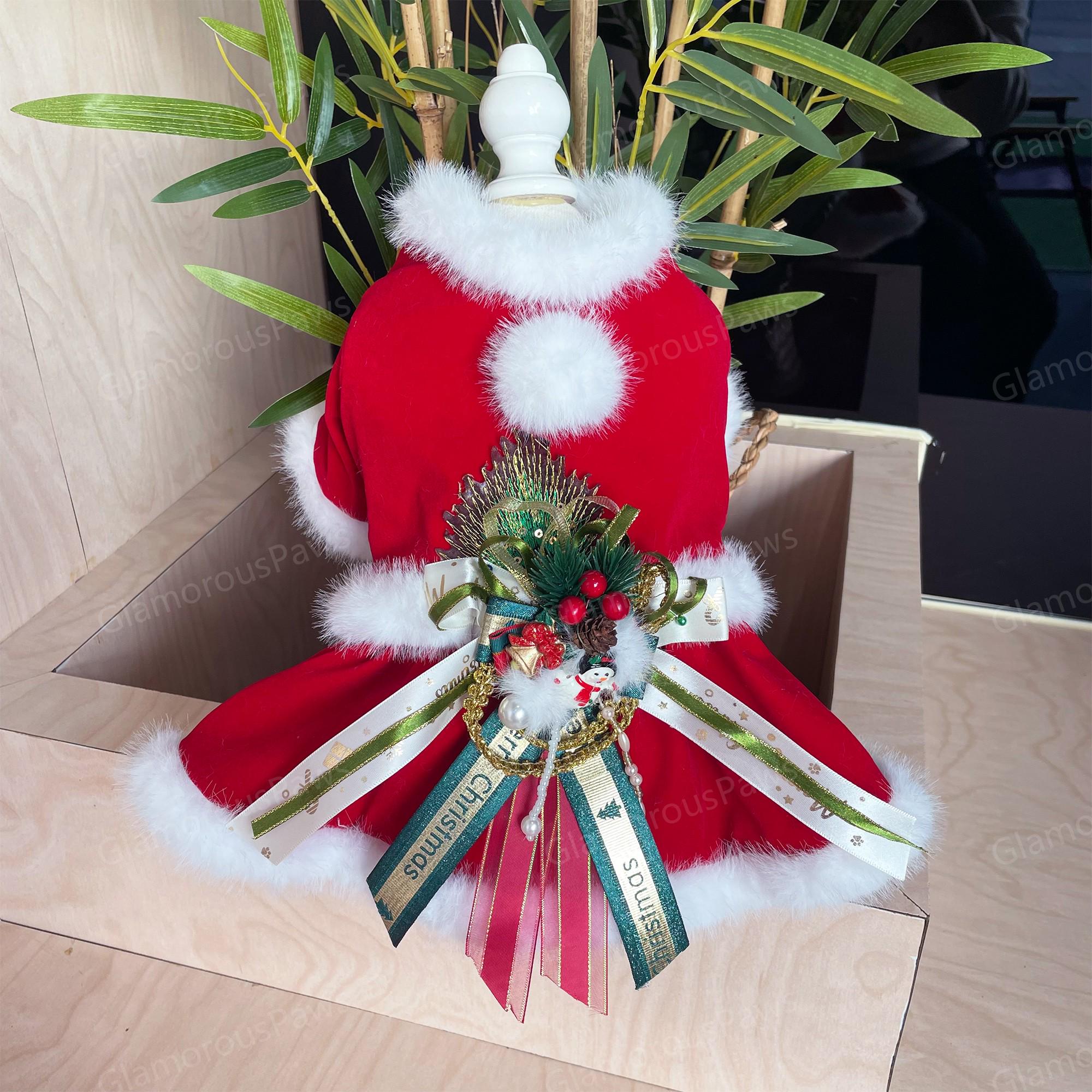 Dog Christmas Costume Santa Dog Dress, Xmas Elf Outfit for Large