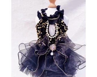 Anpassbare schwarze Pailletten-Hundekleid, Sommer glitzernde schwarzes Tutu-Kleid für Hunde und Katzen, Geburtstags-Outfit-Disco-Party-Haustier-Kleidung