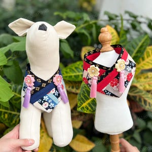 Dog Japanese Kimono Bandana, Cherry Blossom Festival Bandana Bib for Large Dogs and Cats, Floral Sakura Fancy Bandana Pets Gifts Customized