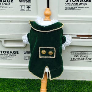 Customizable Wedding Dog Costume, Dark Green Tuxedo Fake Two-piece for Dogs and Cats, Birthday Outfit Prince Costume Pet Clothes