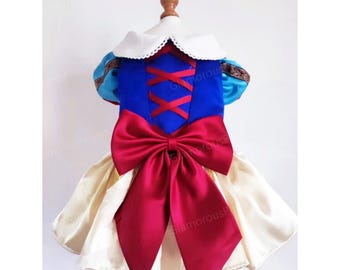 Halloween Dog Princess Costume Snow-white Inspired, Cat Princess Dress, Pet Cosplay Party Dress Up, Puppy Birthday Outfit Pet Gown Custom