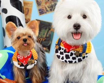 Western Cowboy Dog Costume Pet Bandana Bib, Halloween Cosplay Outfit for Small Medium Large Breeds