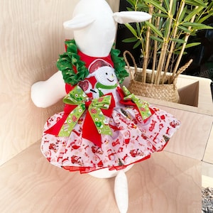 Dog Christmas Costume Santa Dog Harness Dress, Xmas Elf Outfit for Large Dogs and Cats, Custom Pet Clothes, Pet Snowman Costume Xmas Gift