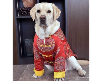Lunar New Year Outfit for Large Dogs, Chinese Spring Festival Dog Tang Suit Customizable