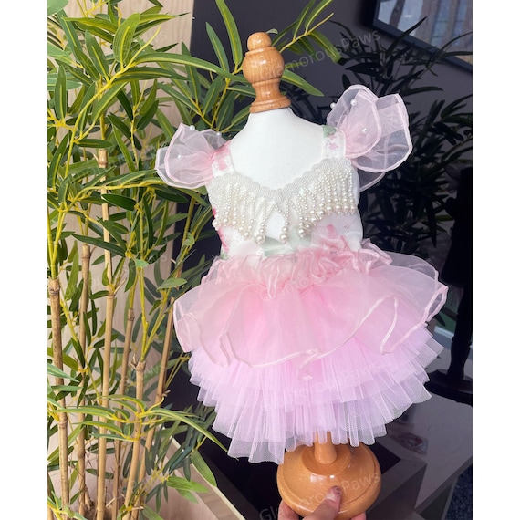 Vestido de novia personalizable para perro, vestido de tul con