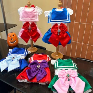 Sailor Scouts Dog Dress Halloween Costume, Sailor Scouts Inspired Anime Cosplay Outfit for Large Dogs and Cats, Pets Clothes Customizable