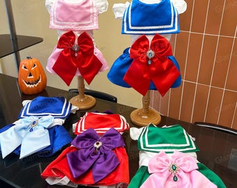 Sailor Scouts Dog Dress Halloween Costume, Sailor Scouts Inspired Anime Cosplay Outfit for Large Dogs and Cats, Pets Clothes Customizable