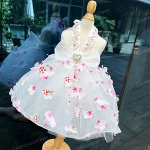 Customizable Wedding Pet Dress, White Flower Slip Tulle Dress for Large Dogs and Cats, Birthday Party Dog Dress, Summer Pets Clothes Costume