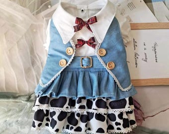 Déguisement de cow-girl, chien, vêtements d'Halloween pour animaux de compagnie, taille personnalisée, robe de fête d'Halloween pour grands chiens et chats, cadeau d'Halloween pour maman de chien