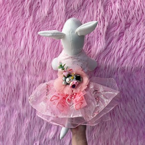 Wedding Dog Dress, Pink Flower Tutu Dress for Dogs and Cats, Princess Costume Large Dog Birthday Outfit Custom Pet Clothes
