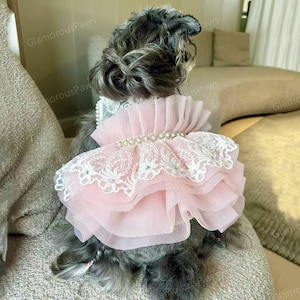 Customizable Wedding Dog Dress, Blush Pink Tulle Dress for Large Dogs and Cats, Birthday Dog Dress, Pets Clothes Summer Breathable Dress