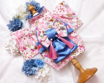 Kimono japonais personnalisé pour chiens, kimono rose sakura pour grands chiens et chats, costume de festival des cerisiers en fleurs du japon Yukata pour animaux de compagnie vêtements pour animaux de compagnie