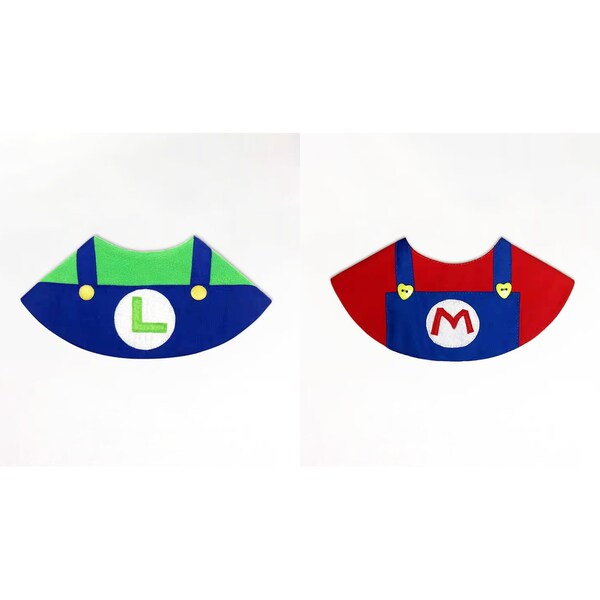 Dog Bandana Bib Inspired from Mario and Luigi Pet Halloween Costume, Over the Collar Bandana for Cats and Large Dogs, Pet Cosplay Dress Up