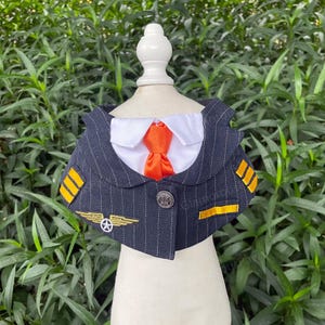Dog Black Pilot Bandana Bib, Dog Pilot Costume Pet Halloween Outfit, Airline Captain Uniform for Dog Cat, Funny Costume Pet Cosplay Dress Up