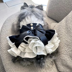 Customizable Wedding Dog Dress, Birthday Dog Dress, Vintage Black Bow Tutu Dress for Large Dogs and Cats, Pets Clothes Princess Costume