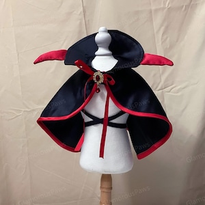 Devil Costume for Cats and Dogs Halloween Party, Pet Cosplay Dress Up, Devil Cape with Red Horns, Pet Demon Costume Pet Clothes Custom Size