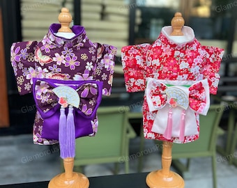 Kimono giapponese personalizzabile per cani, kimono viola/rosa per cani e gatti di grossa taglia, costume Yukata per animali domestici, vestiti per animali domestici con travestimento floreale per cani