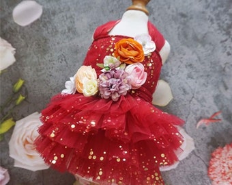 Red Princess Pet Gown Dress