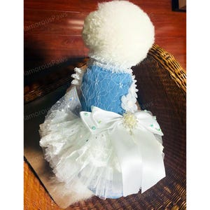 Dog Wedding Dress, Dog Summer Dress, Blue White Tutu Dress for Dogs and Cats, Large Dog Princess Costume Birthday Outfit, Custom Pet Clothes