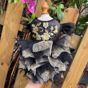 CustomizableDog Summer Dress, Black Breathable Tulle Dress for Dogs Cats, Puppy Wedding Birthday Outfit Princess Costume Pet Clothes