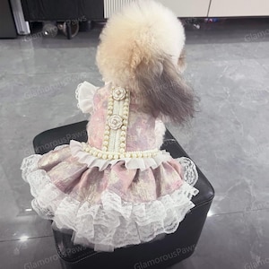 Customizable Wedding Dog Dress, Pale Pink Flower Tutu Dress for Large Dogs and Cats, Birthday Dog Dress,Summer Pets Clothes Princess Costume