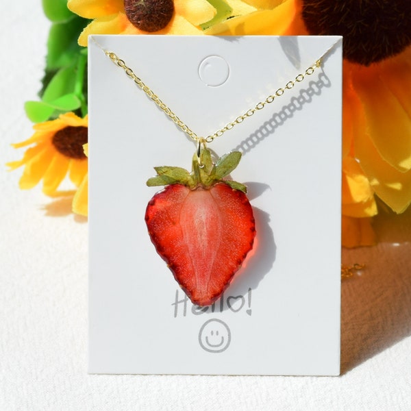 Dried Strawberry Necklace Etsy