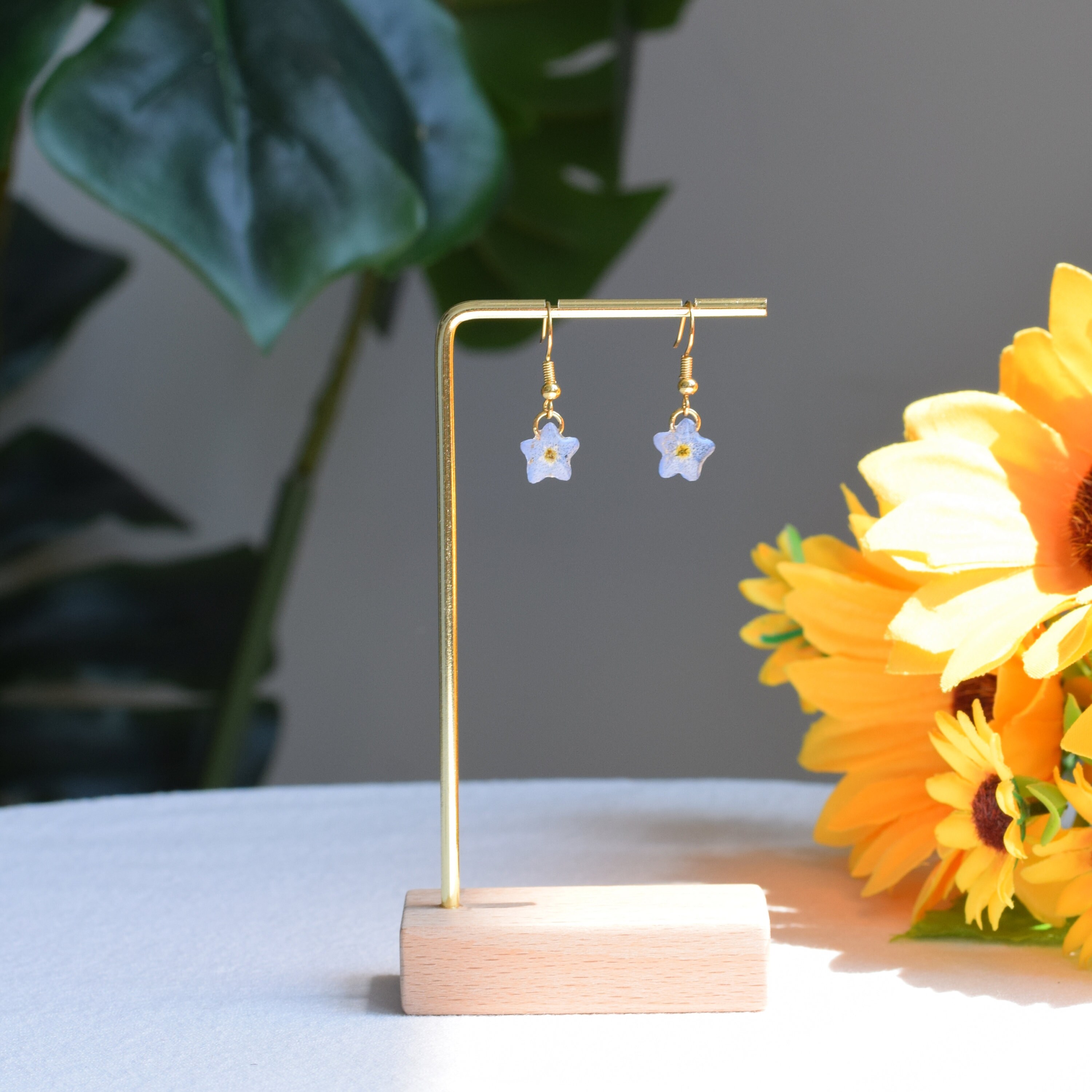 Orecchini di fiori veri, Orecchini di fiori pressati, Gioielli di fiori