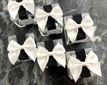 Black and White Wedding Favors| Set of 5 | Elegant Favors with White Bow|Personalized Party Favors| Jordan Almond Favors