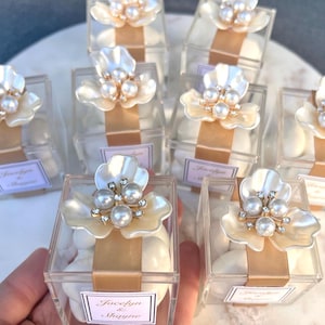 Pearl Favors| Pearl theme Wedding favors|Set of 5|  Almond Party favorsl Clear Box Favors