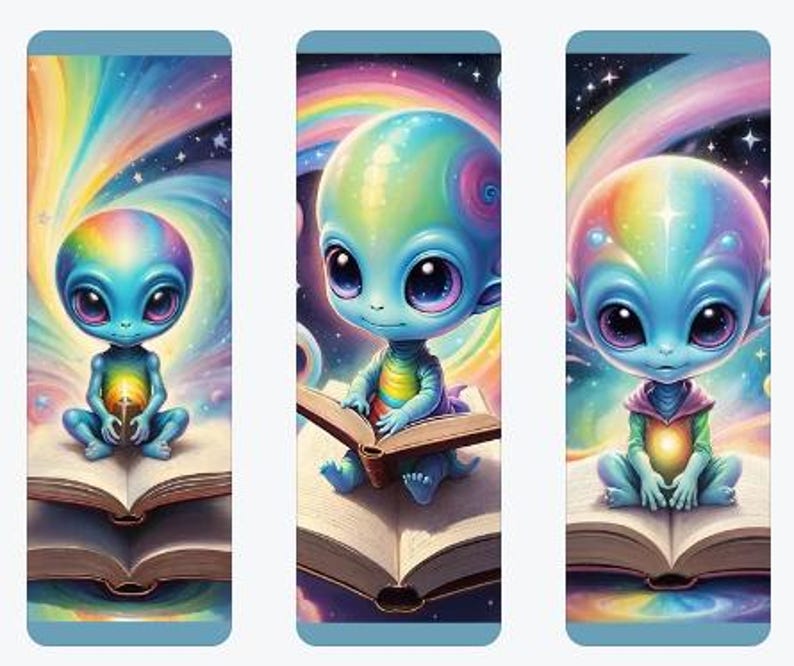 Printable Alien Bookmarks With Rainbow Design, Bookmarks for Kids or ...
