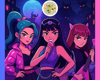 Demon Hunters Printable escape room for kids PDF age 3 to 7, K-Pop theme escape rooms at home pack, kids printable party game, 6 puzzles