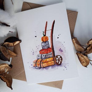 Set van 3 aquarel herfstkaarten, handgeschilderd