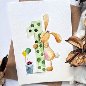 Juego de 3 tarjetas de acuarela sobre papel, pintadas a mano