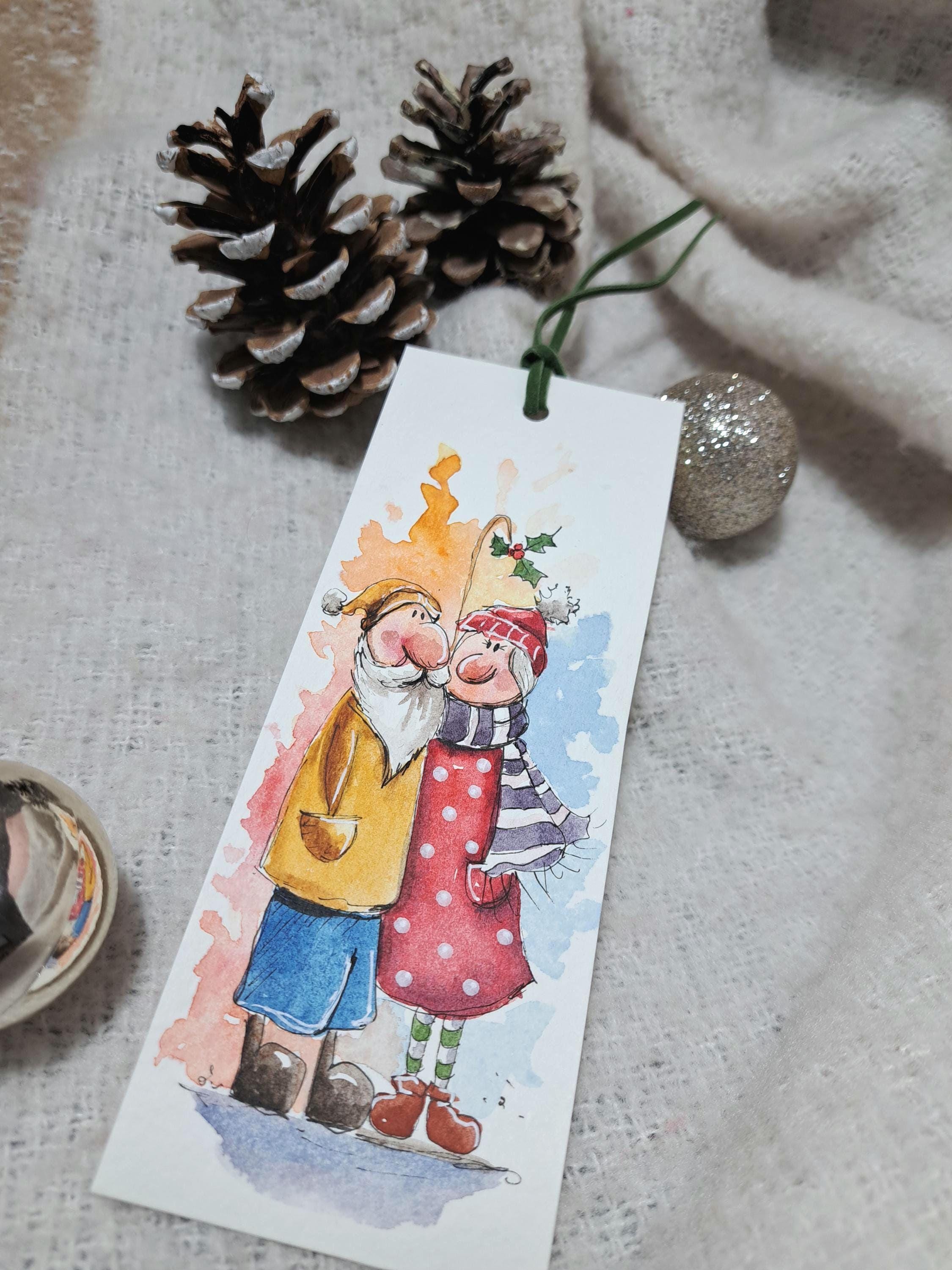 Set of 3 Hand Painted Christmas Bookmarks, Watercolor on Paper - Etsy