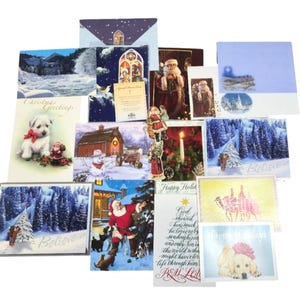 Vintage NOS Christmas cards & Ephemera 18 pc Artist designed Charity collectible