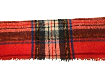 Vintage Glen Cree Mohair Throw blanket Made in Scotland Red Green plaid cozy