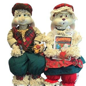 VTG House of Lloyd Christmas Bunnies Grannie Flo Grandpa Lloyd shelf sitters