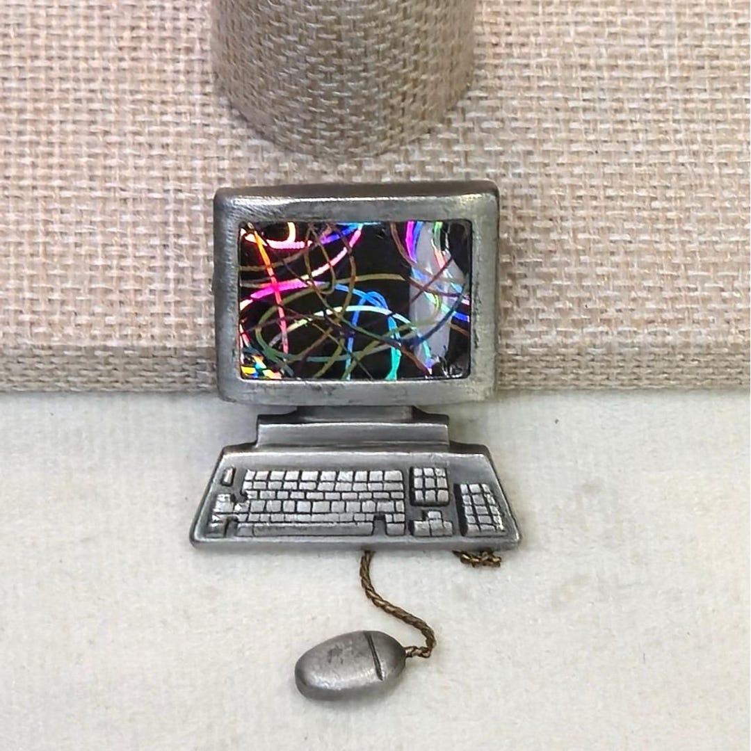 Vintage JJ Jonette Computer Mouse Brooch Desktop Unique Brooch IT Tech ...