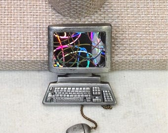Vintage JJ Jonette Computer Mouse Brooch desktop unique brooch IT Tech gift